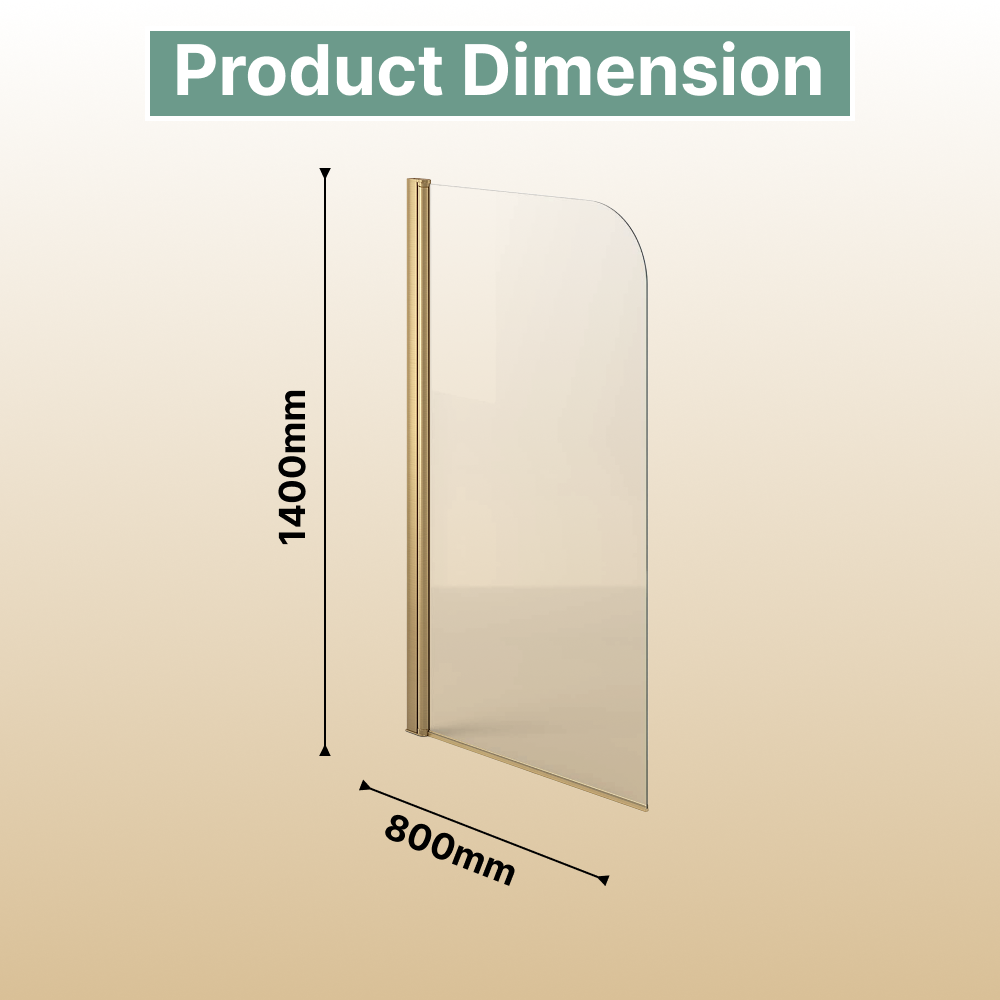 Luxur 6mm Glass Curved Pivot Bath Screen - 1400mm x 800mm