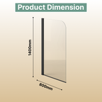 Luxur 6mm Glass Curved Pivot Bath Screen - 1400mm x 800mm