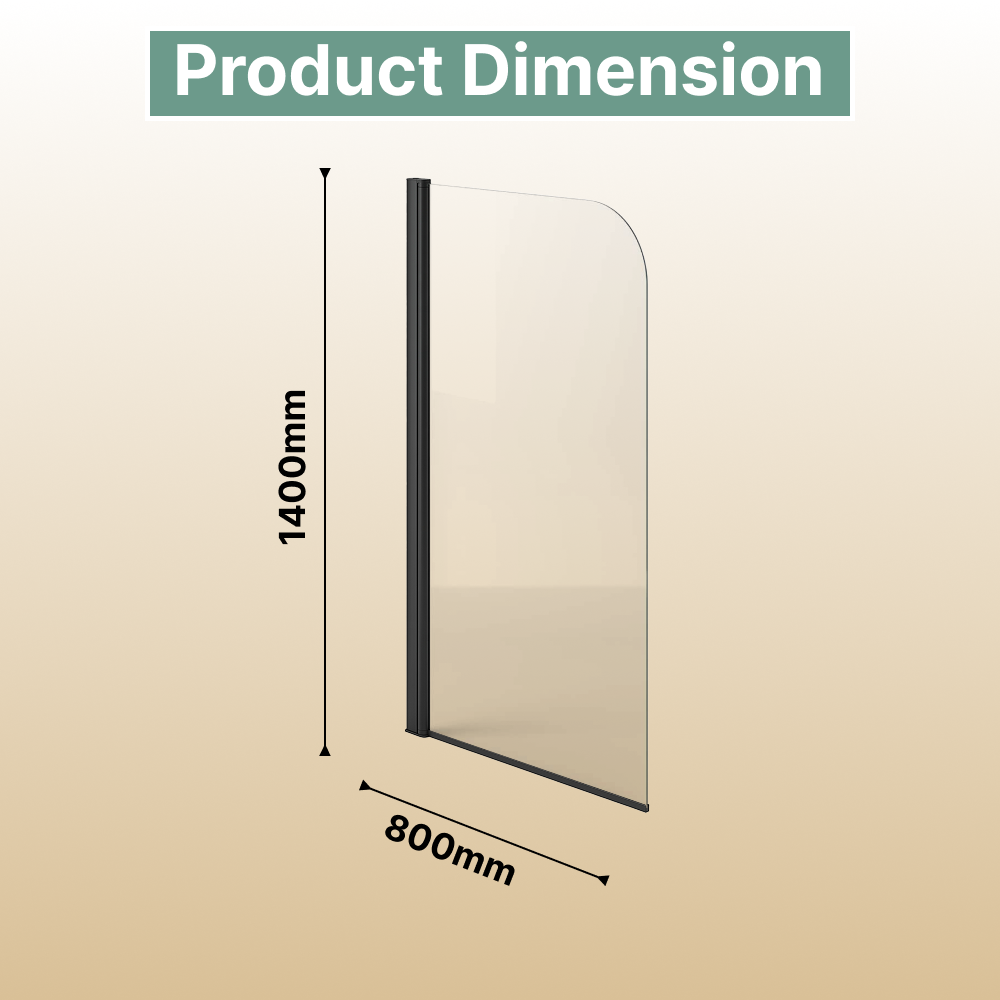Luxur 6mm Glass Curved Pivot Bath Screen - 1400mm x 800mm