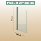 Luxur 6mm Glass Curved Pivot Bath Screen - 1400mm x 800mm