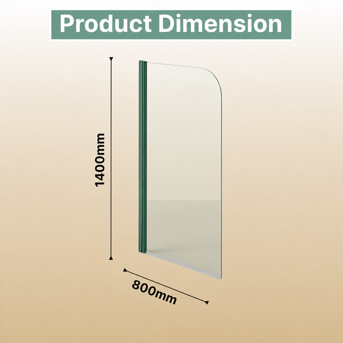 Luxur 6mm Glass Curved Pivot Bath Screen - 1400mm x 800mm