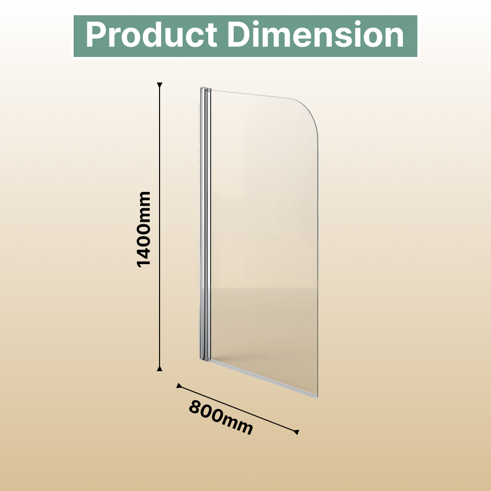 Luxur 6mm Glass Curved Pivot Bath Screen - 1400mm x 800mm