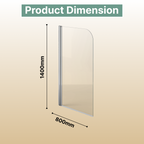 Luxur 6mm Glass Curved Pivot Bath Screen - 1400mm x 800mm