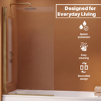 Velora 6mm Glass Square Edge Pivot Bath Screen - 1400mm x 800mm