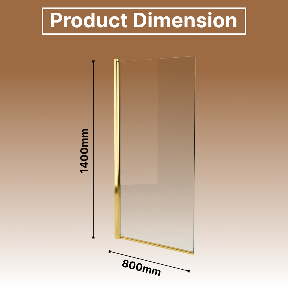 Velora 6mm Glass Square Edge Pivot Bath Screen - 1400mm x 800mm