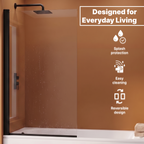 Velora 6mm Glass Square Edge Pivot Bath Screen - 1400mm x 800mm