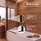 Velora 6mm Glass Square Edge Pivot Bath Screen - 1400mm x 800mm