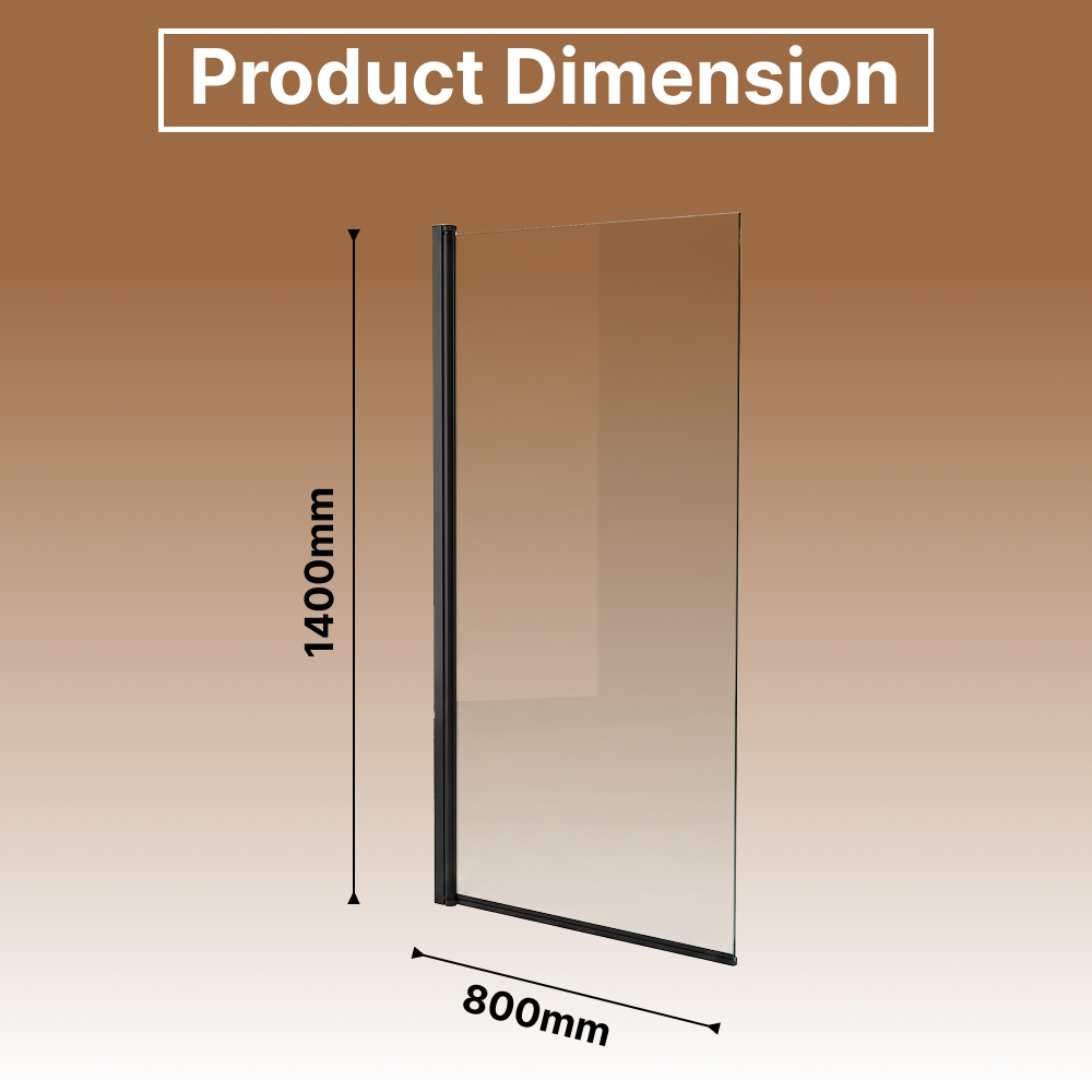 Velora 6mm Glass Square Edge Pivot Bath Screen - 1400mm x 800mm