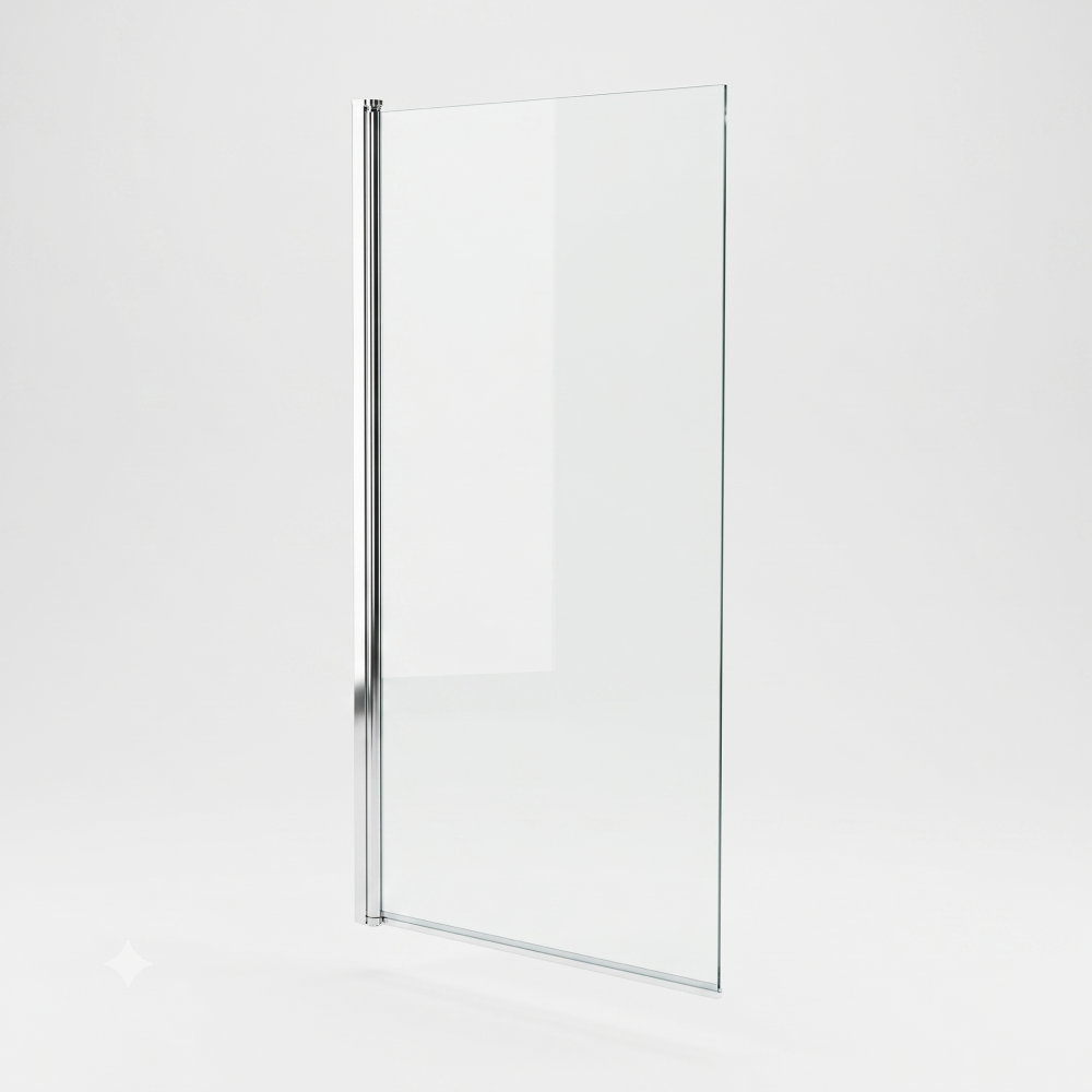 Velora 6mm Glass Square Edge Pivot Bath Screen - 1400mm x 800mm