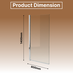 Velora 6mm Glass Square Edge Pivot Bath Screen - 1400mm x 800mm