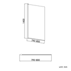 Velora 6mm Glass Square Edge Pivot Bath Screen - 1400mm x 800mm
