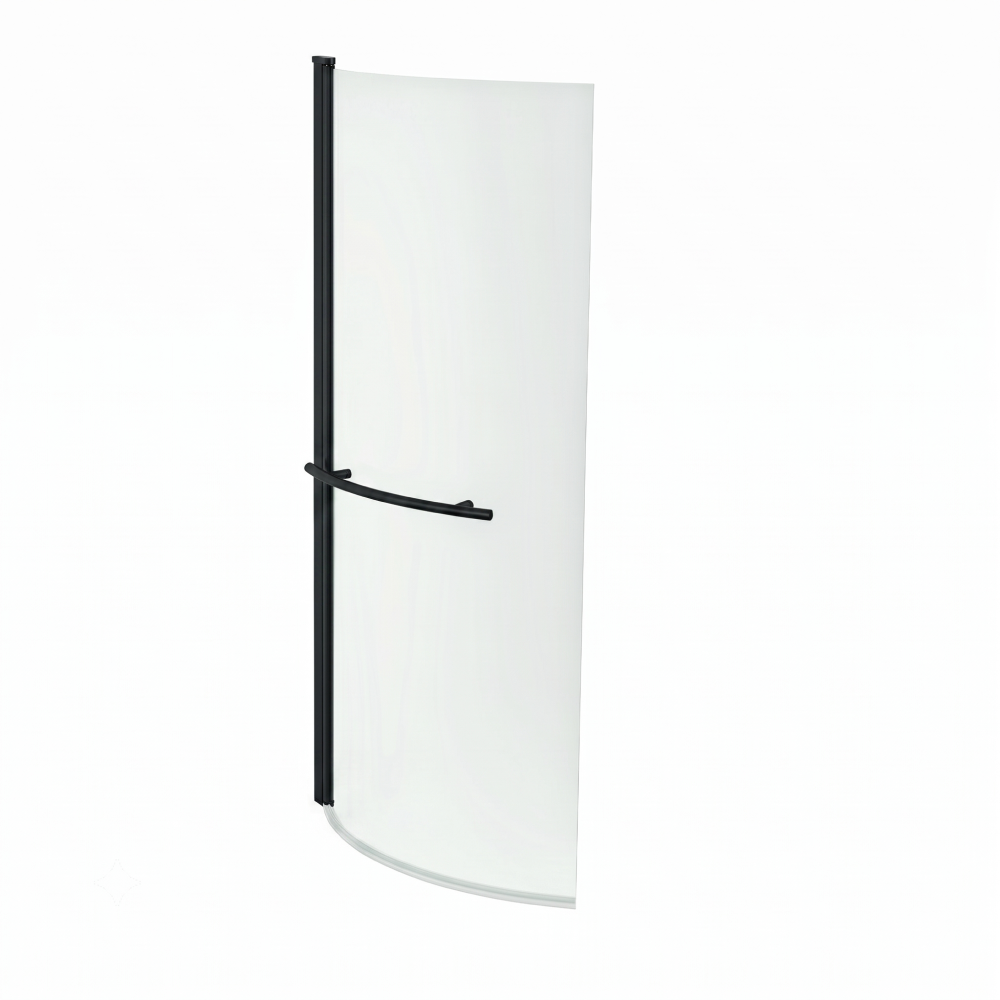 Eclipse 6mm Glass Curved Bath Screen with Towel Rail - 1400mm x 730mm