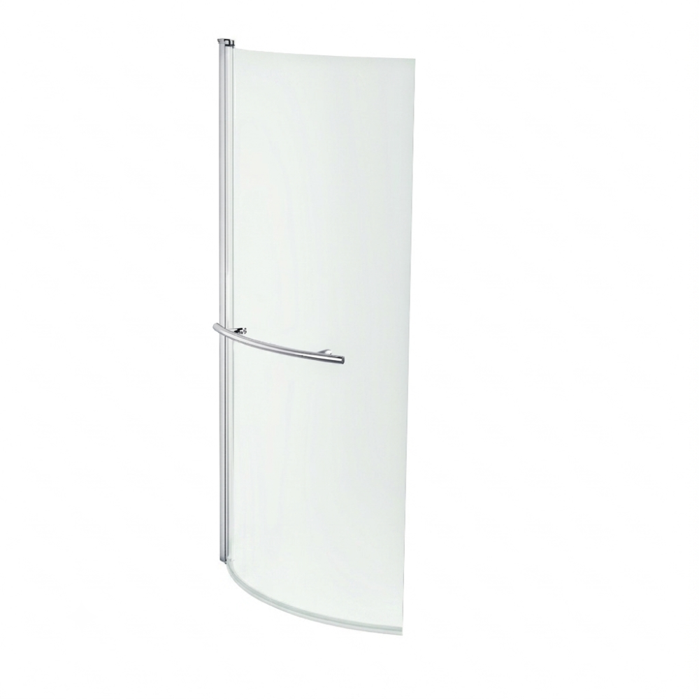 Eclipse 6mm Glass Curved Bath Screen with Towel Rail - 1400mm x 730mm