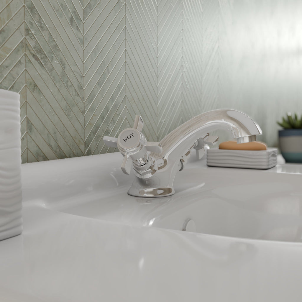 Ripple Basin Mixer Tap with Push Button Waste