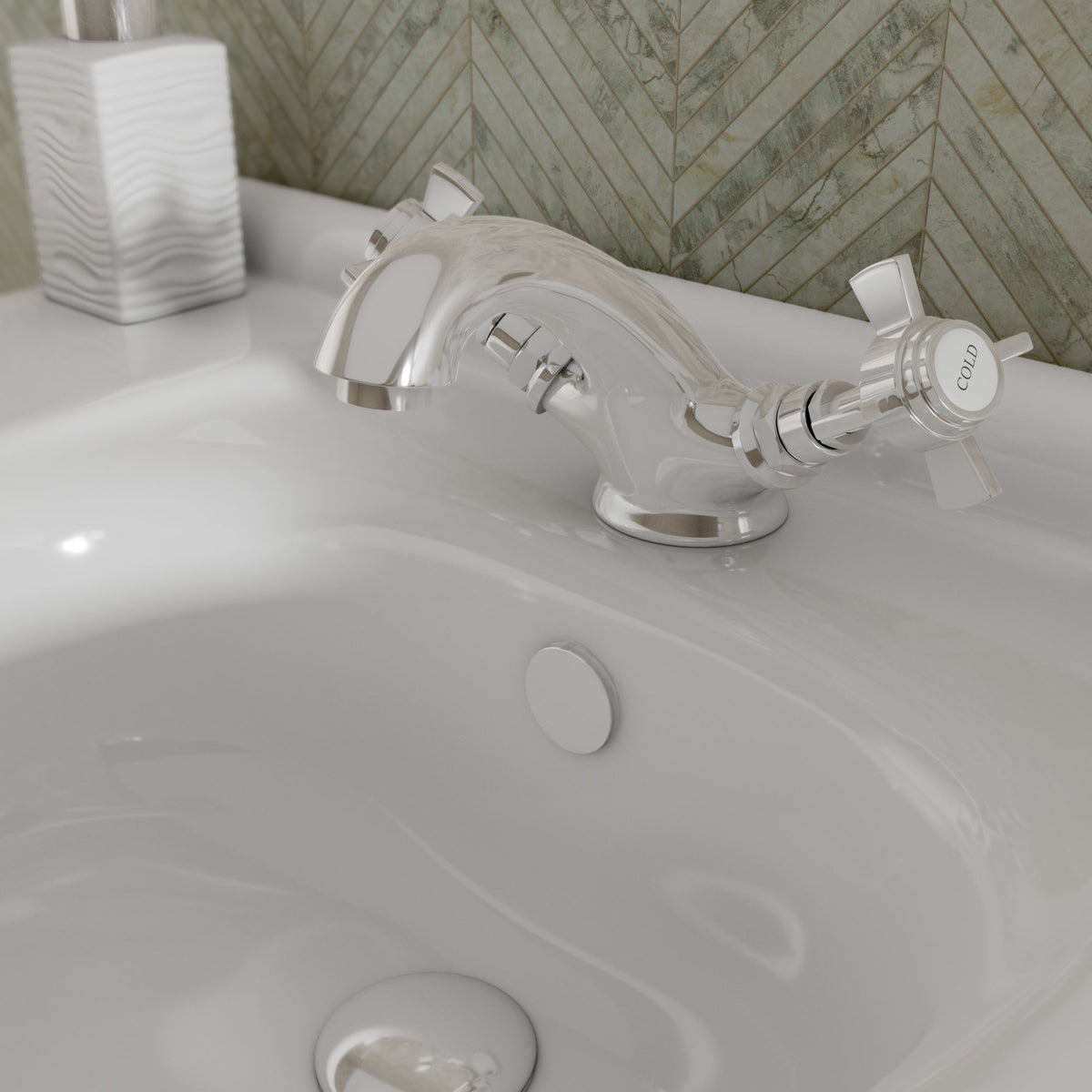 Ripple Basin Mixer Tap with Push Button Waste