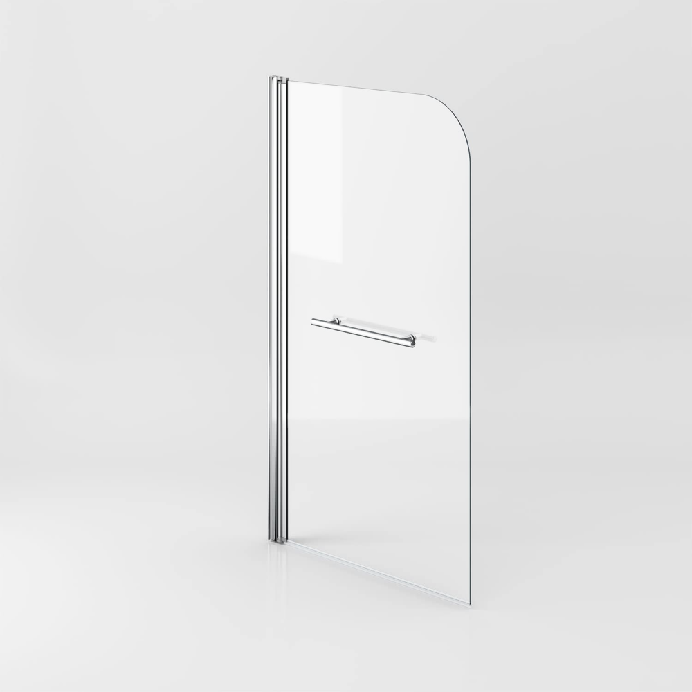 Supreme 6mm Glass Sail Bath Screen with Pivot Panel and Towel Rail - Chrome