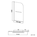 Supreme 6mm Glass Sail Bath Screen with Pivot Panel and Towel Rail - Chrome