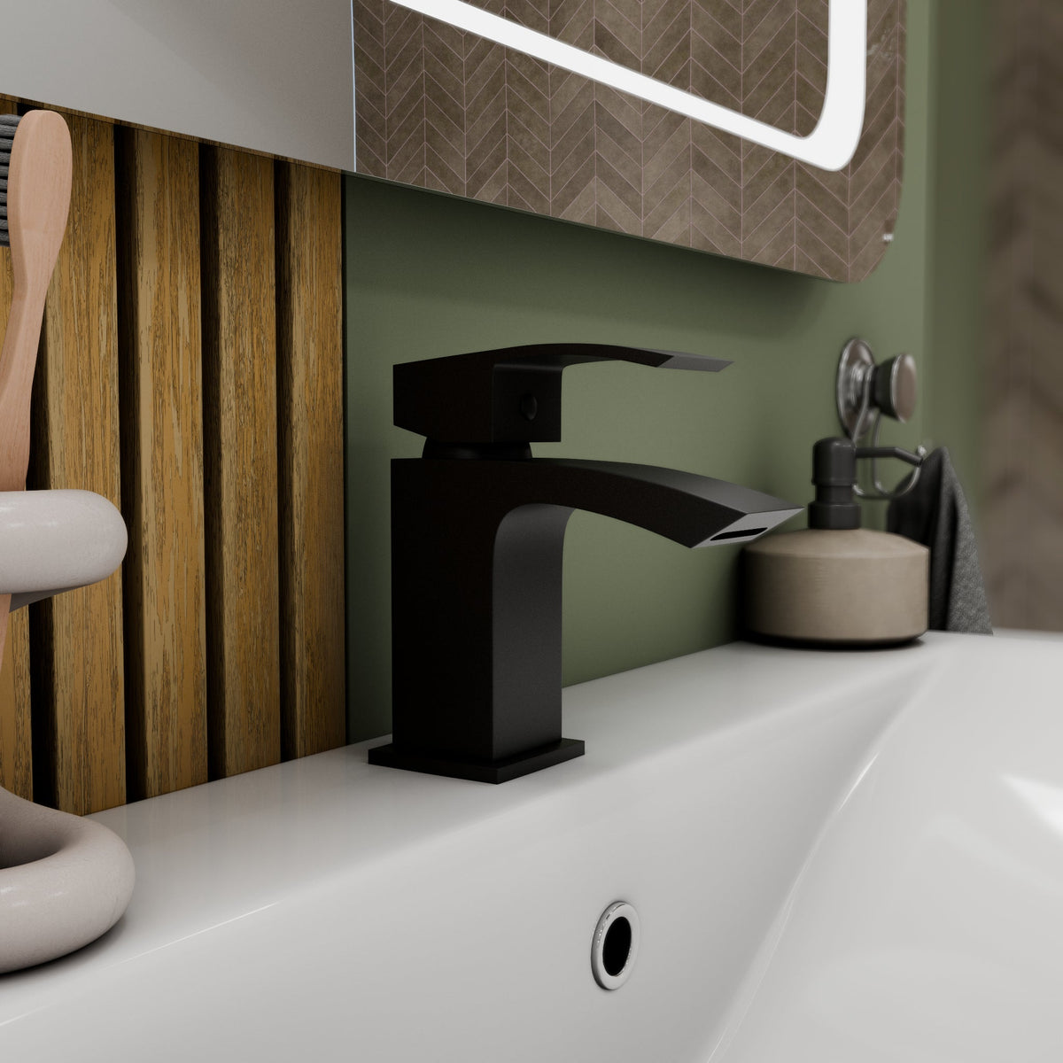Tidal Basin Mixer Tap with Push Button Waste