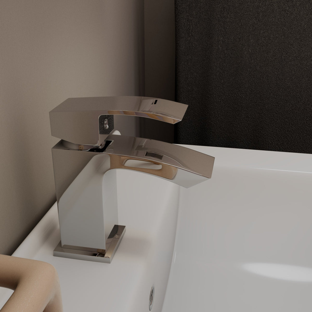 Tidal Basin Mixer Tap with Push Button Waste