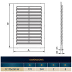Louvre Vent  D/170x240W 240mm X 170mm with Fly Screen