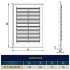 Louvre Vent D/180X250RW Classic 180mm X 250mm with Fly Screen