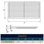 Louvre Vent  D/220X120W Classic 220mm X 120mm with Fly Screen
