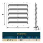 Louvre Vent  D/235W 235mm X 235mm with Fly Screen