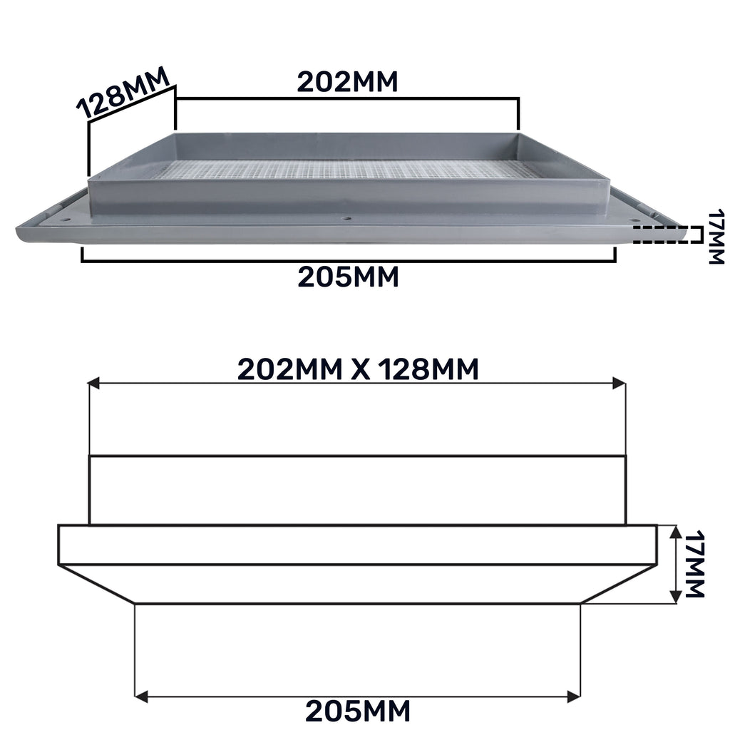Louvre Vent Graphite Duo Smart 140/210 140mm X 210mm With Fly Mesh