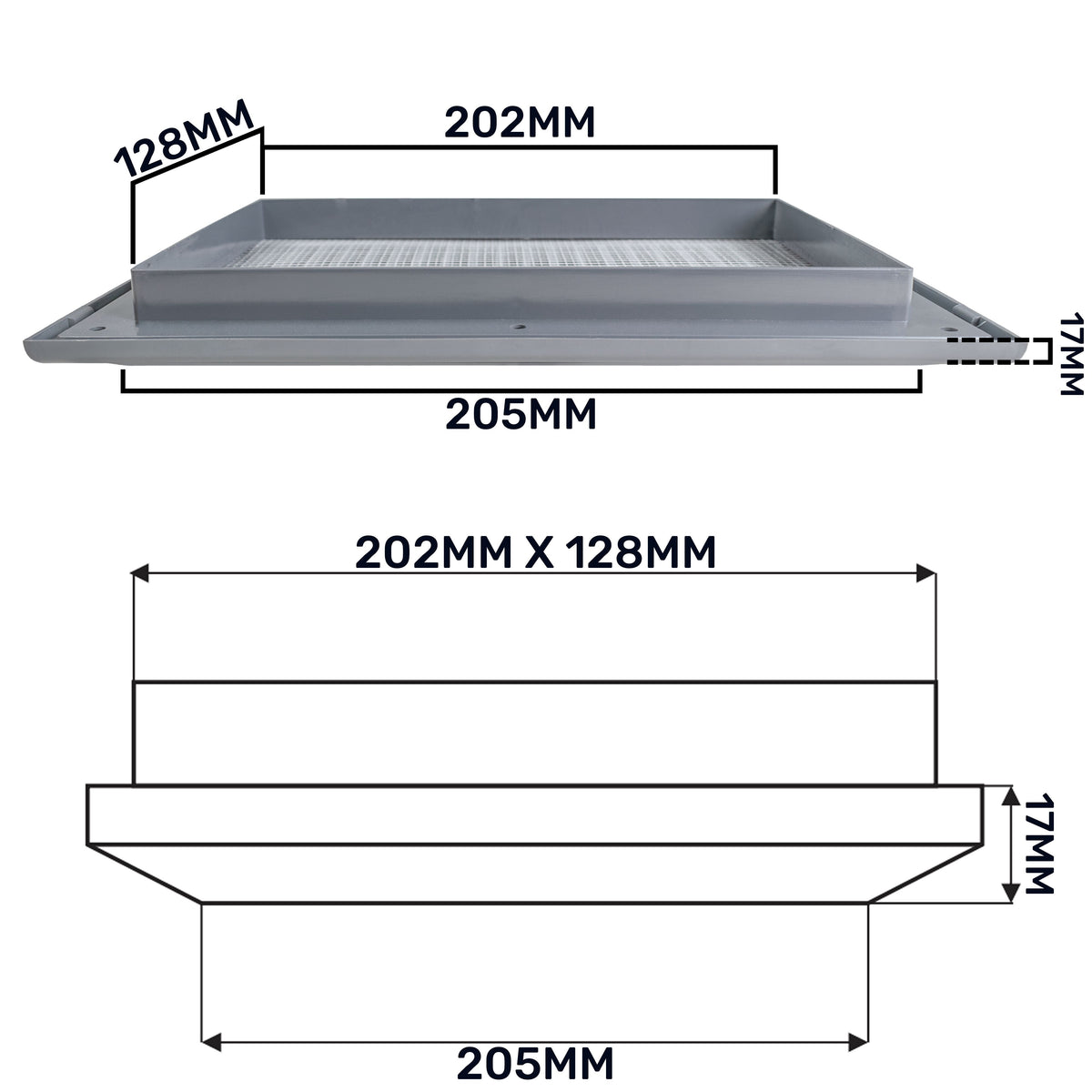 Louvre Vent Graphite Duo Smart 140/210 140mm X 210mm With Fly Mesh