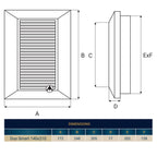 Louvre Vent Graphite Duo Smart 140/210 140mm X 210mm With Fly Mesh