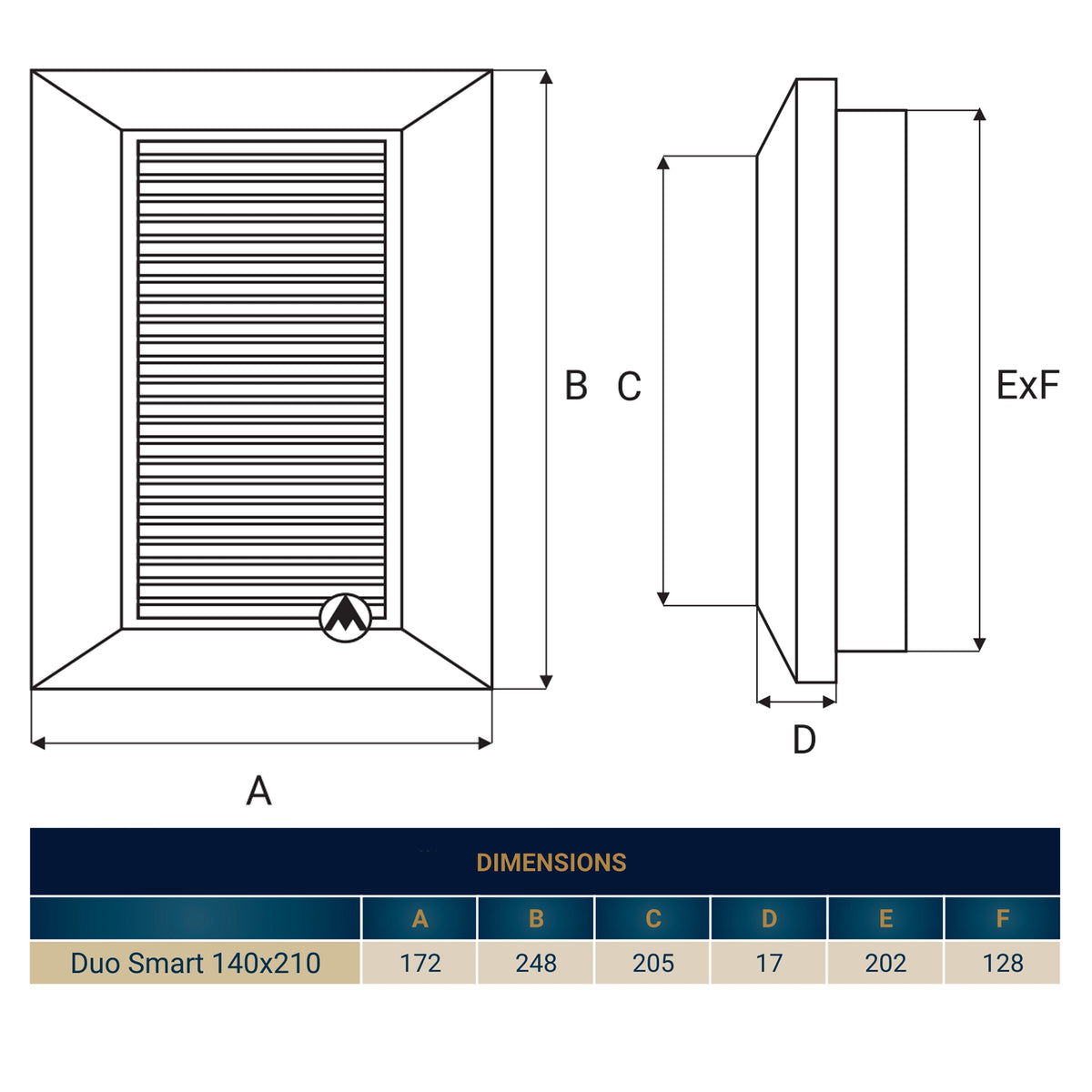 Louvre Vent Graphite Duo Smart 140/210 140mm X 210mm With Fly Mesh