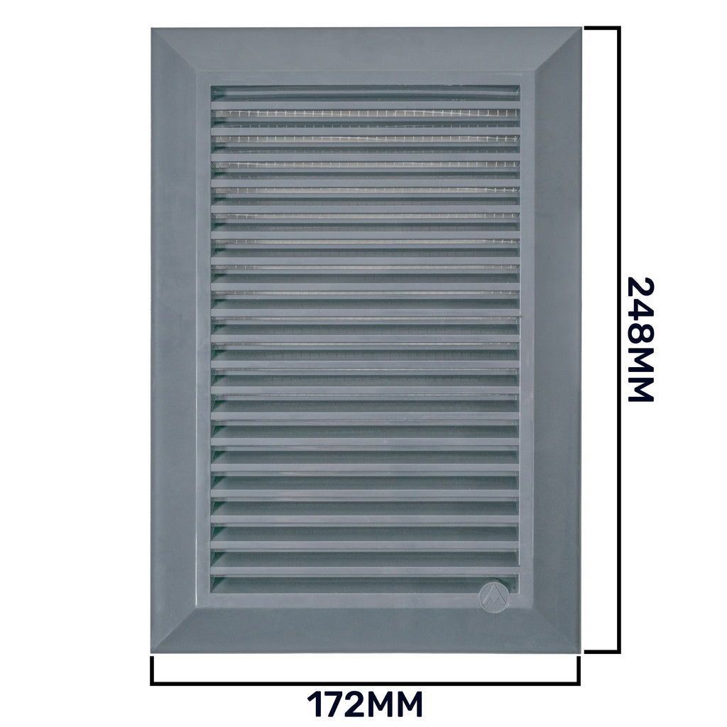 Louvre Vent Graphite Duo Smart 140/210 140mm X 210mm With Fly Mesh