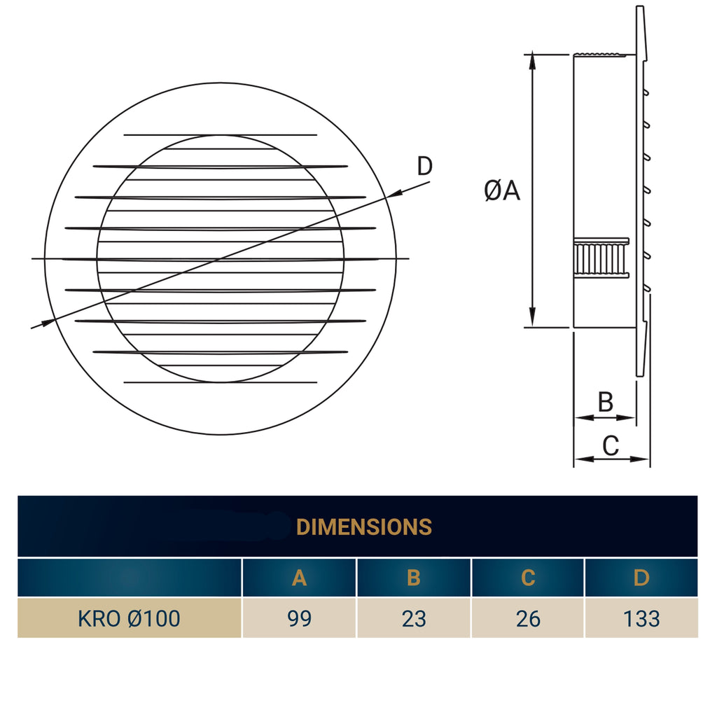 Louvre Vent KRO 100 With Fly Mesh