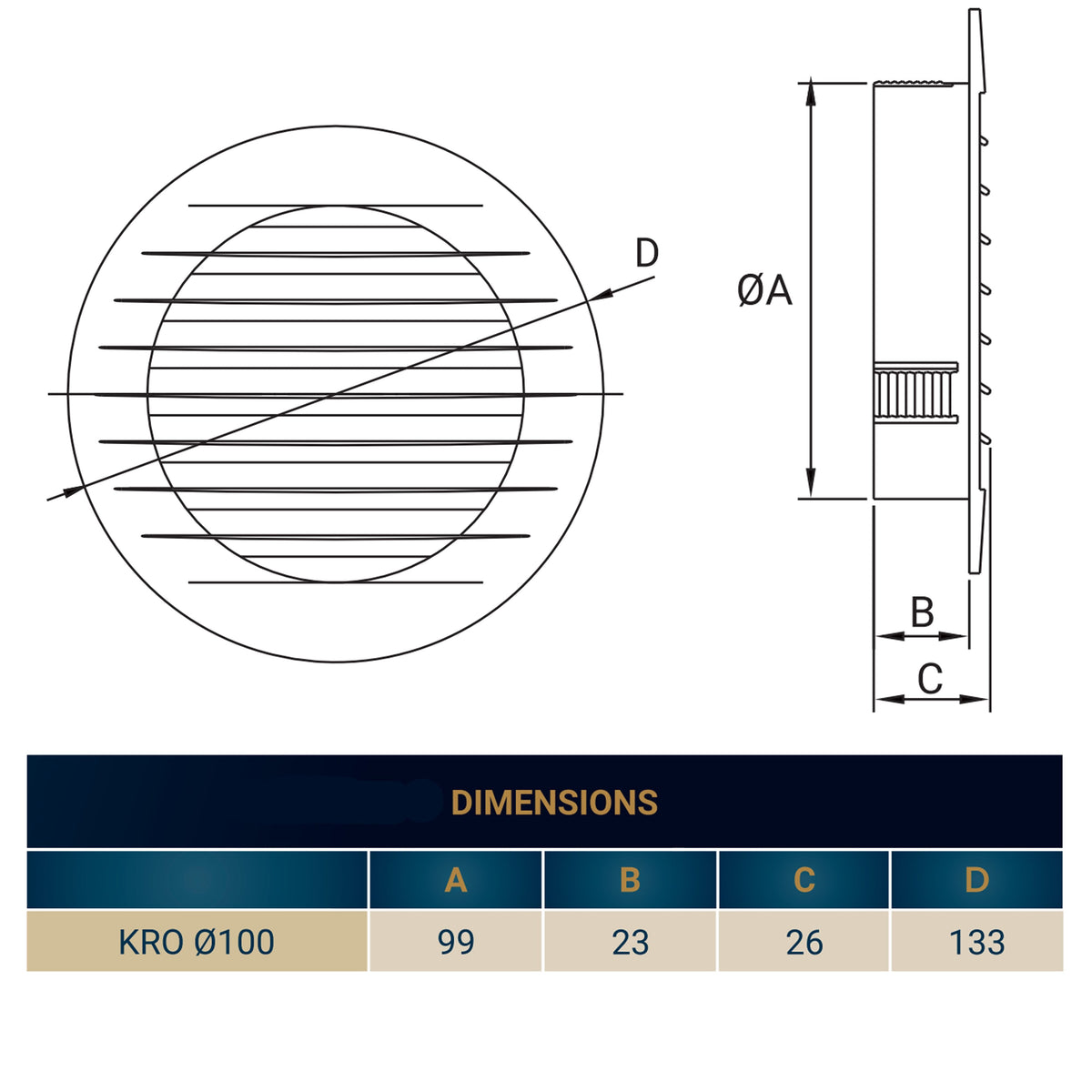 Louvre Vent KRO 100 With Fly Mesh