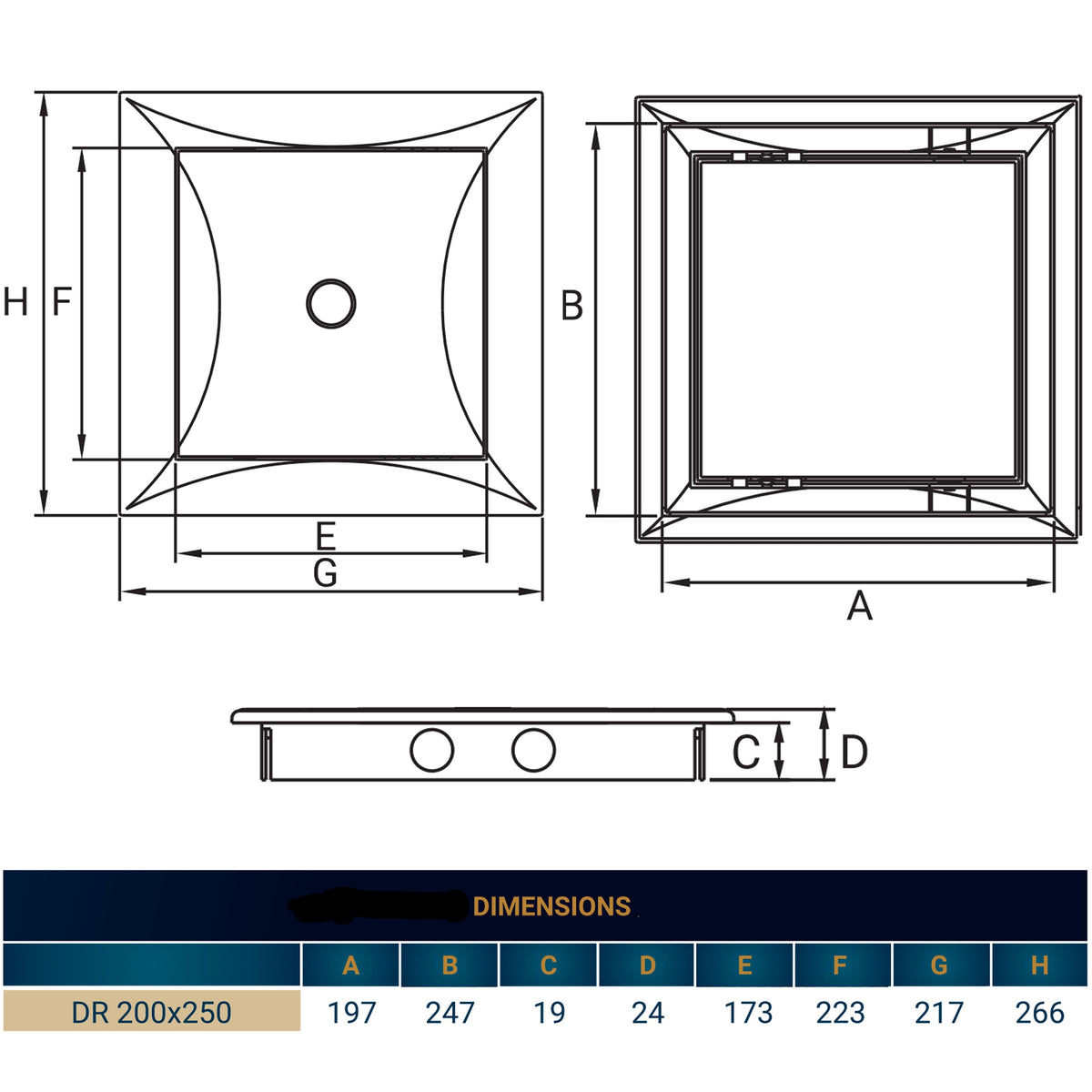 Access Panel Door PP, White 200mm x 250mm