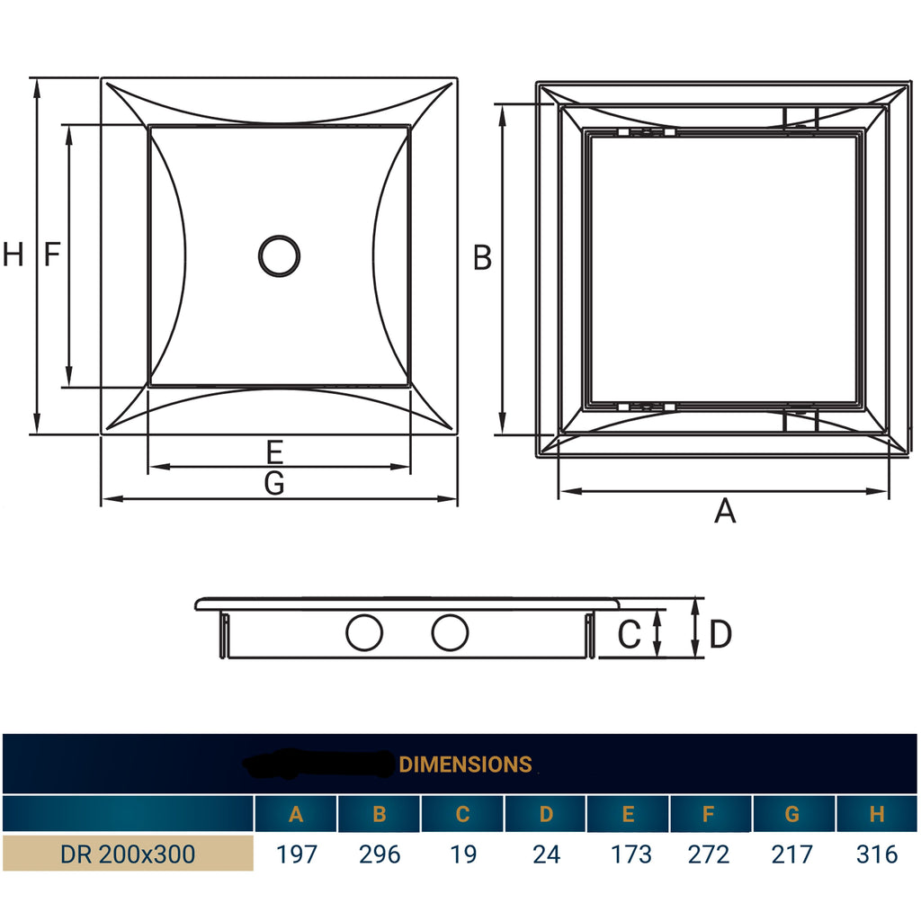 Access Panel Door PP, White 200mm x 300mm