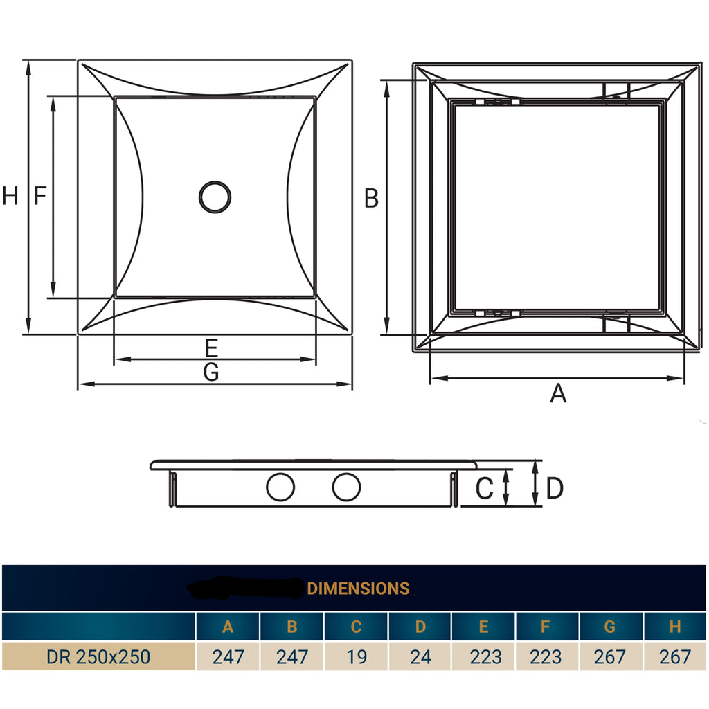 Access Panel Door PP, White 250mm x 250mm