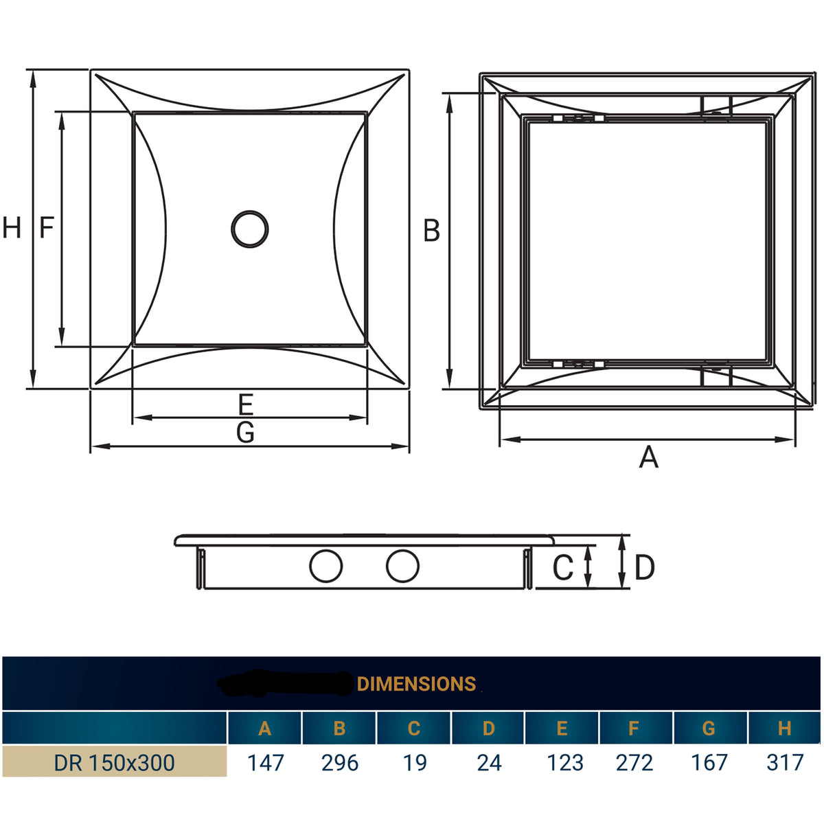 Access Panel Door PP, White 150mm x 300mm