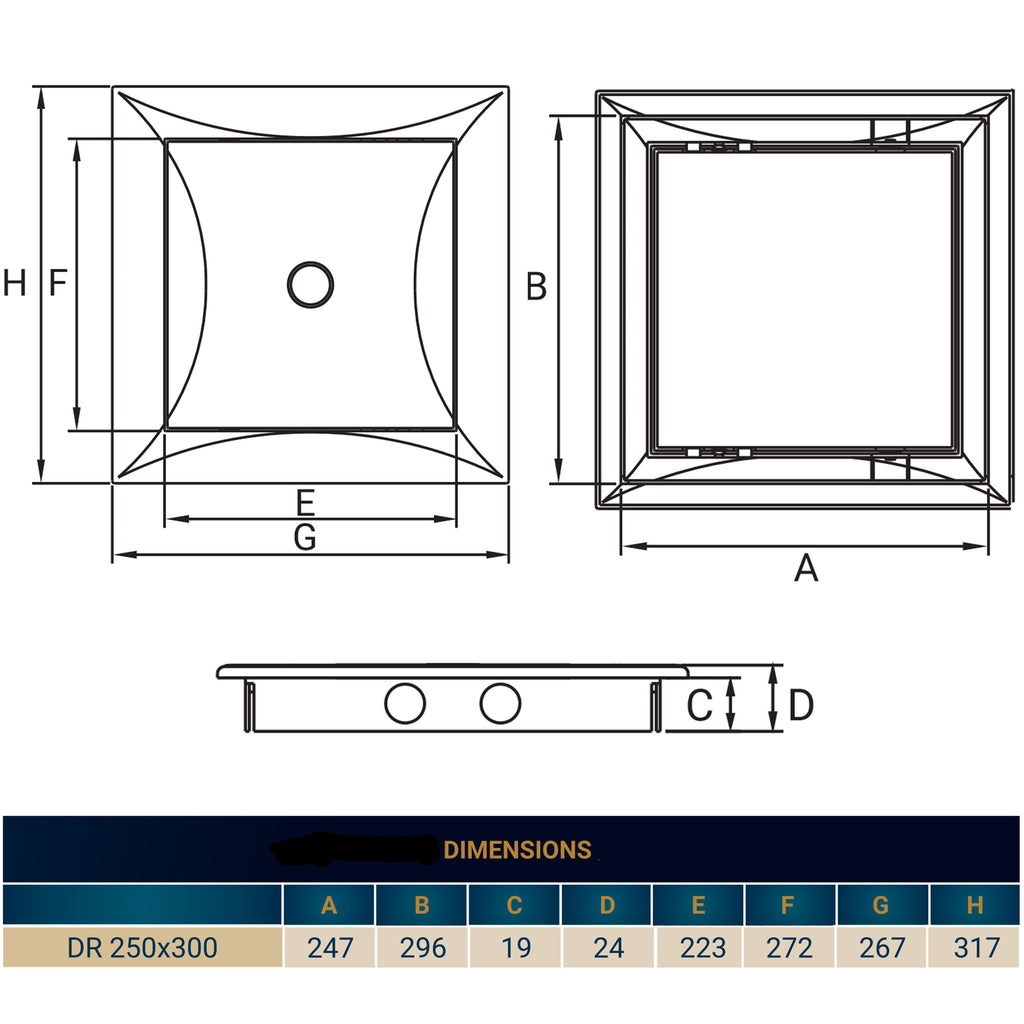 Access Panel Door PP, White 250mm x 300mm