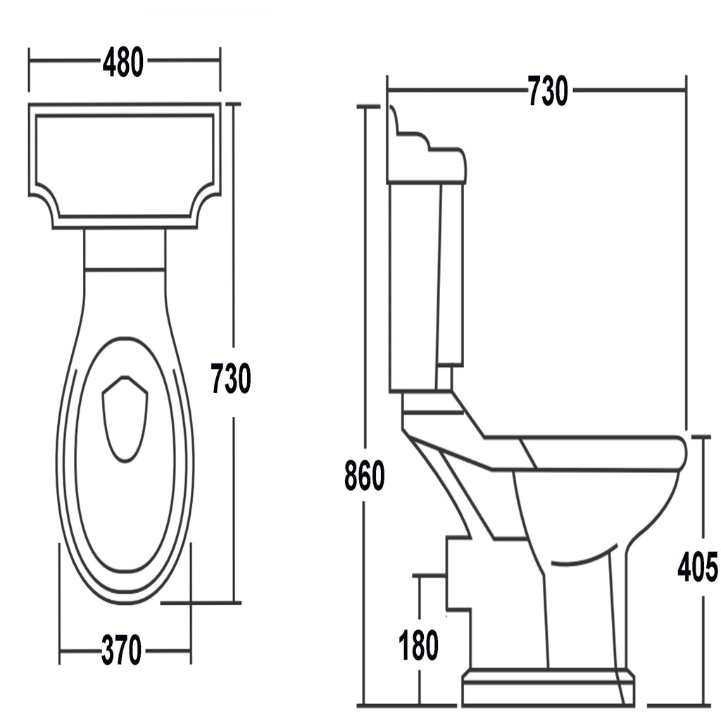 Elizabeth Close Coupled Toilet with Soft Close Seat & Cistern - White