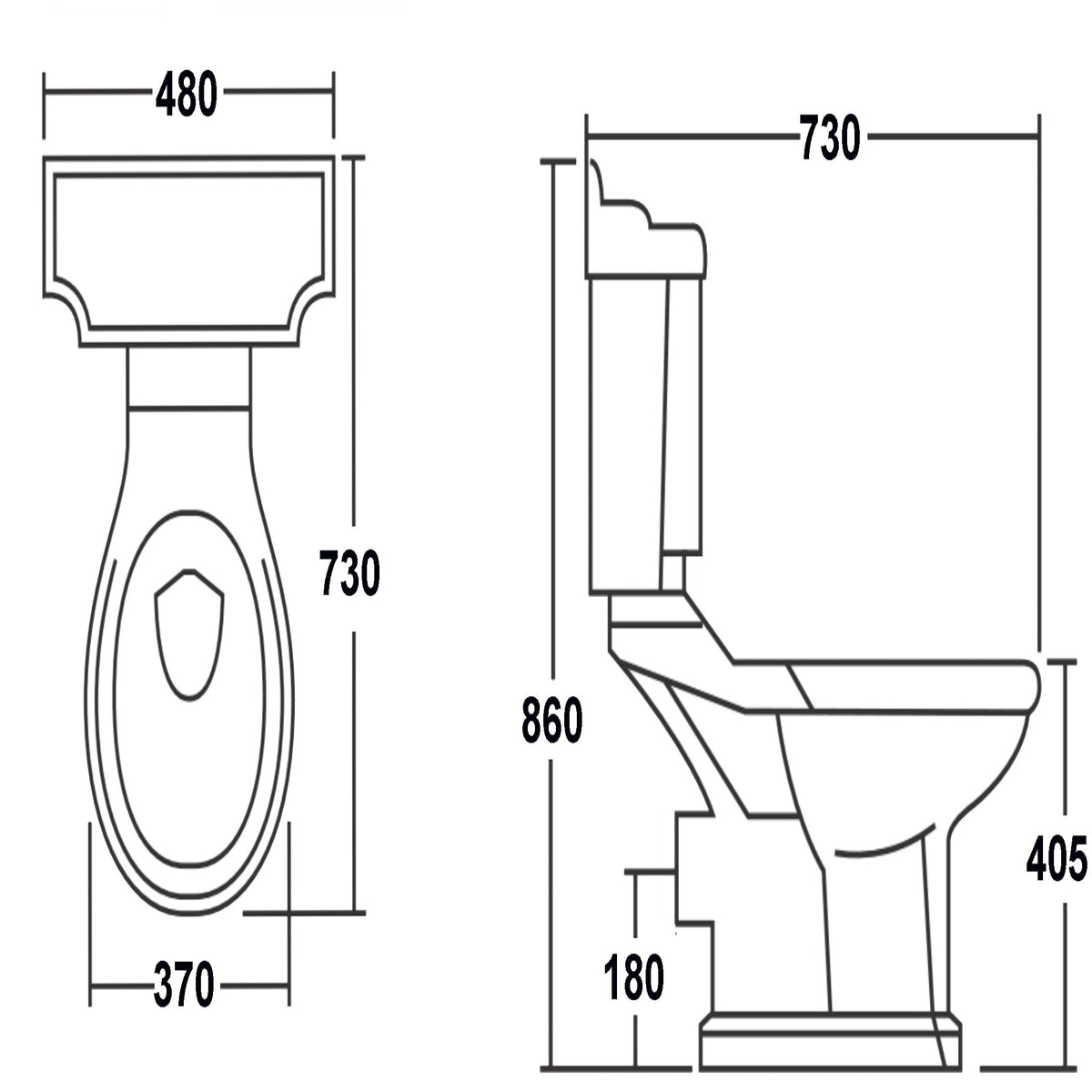 Elizabeth Close Coupled Toilet with Soft Close Seat & Cistern - White