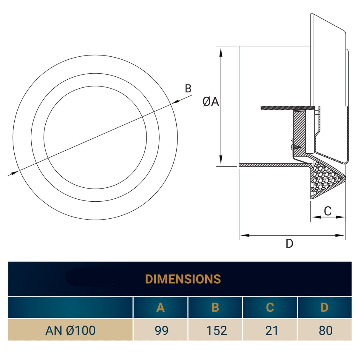 White ABS Extract Ceiling Valve 100mm