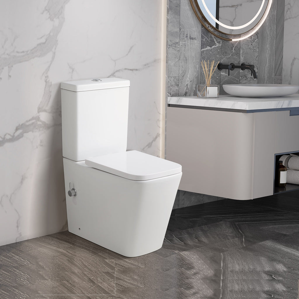 Purity Close Coupled Toilet with Soft Close Urea Luxury Seat, Cistern & Built-in Bidet - White