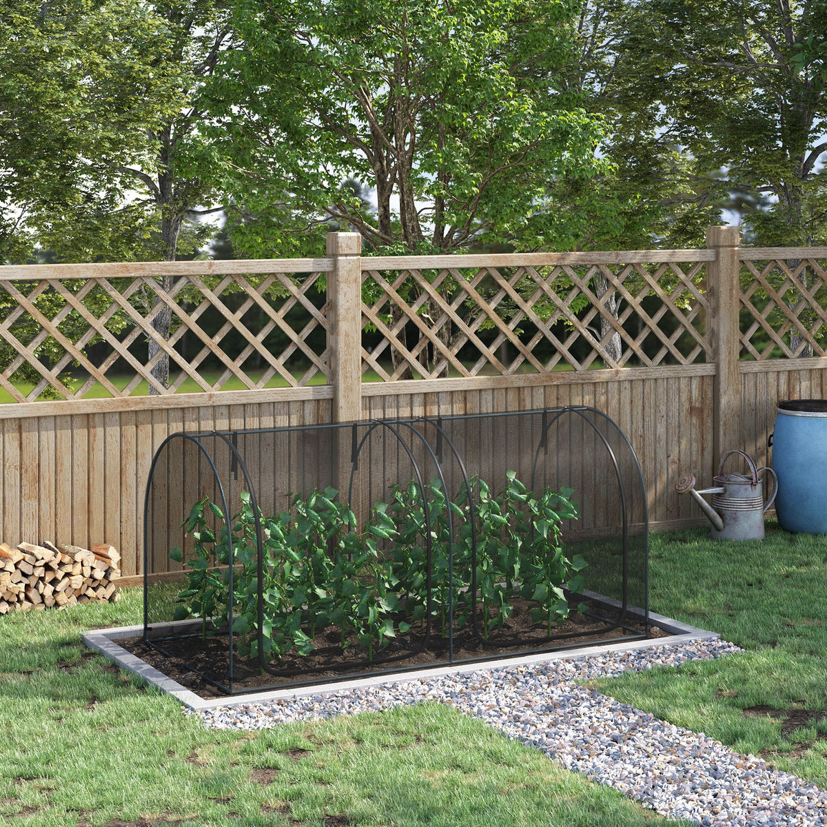 8' x 4' Crop Cage with 2 Zippered Doors & Stakes, Black
