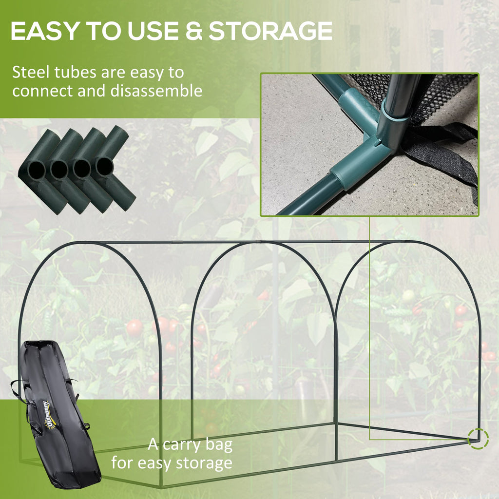 8' x 4' Crop Cage with 2 Zippered Doors & Stakes, Black