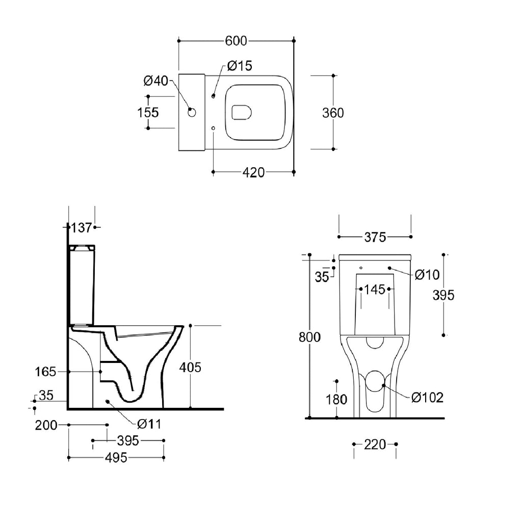 Venice Close Coupled Toilet with Cistern & Soft Close Seat - White