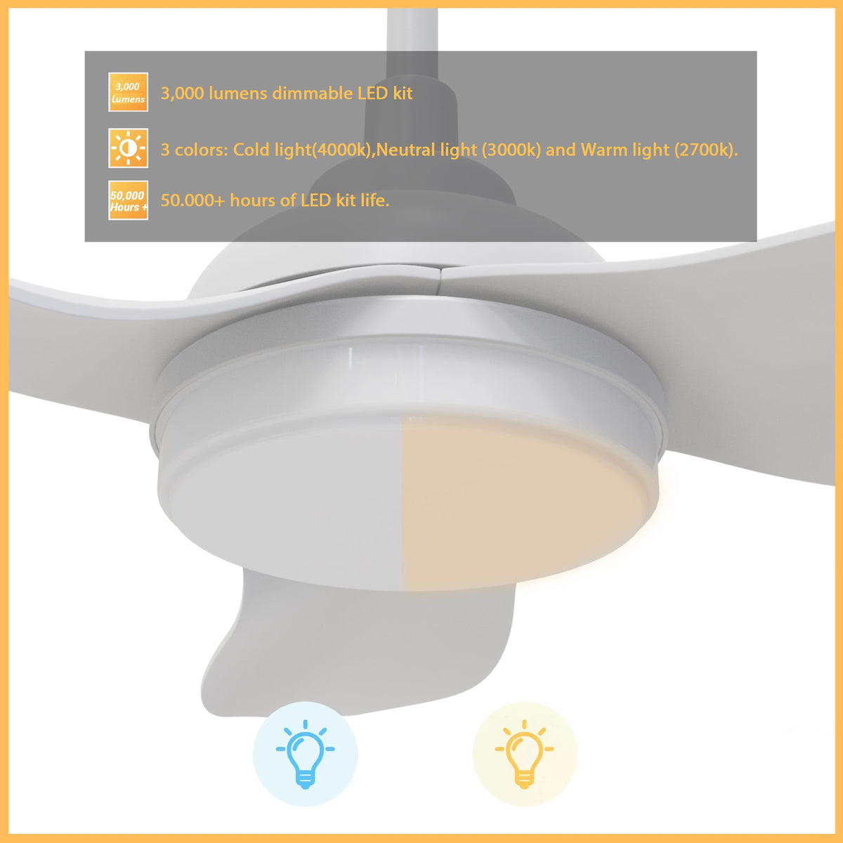 DAFFODIL 45 inch 3-Blade Smart Ceiling Fan with LED Light and Remote