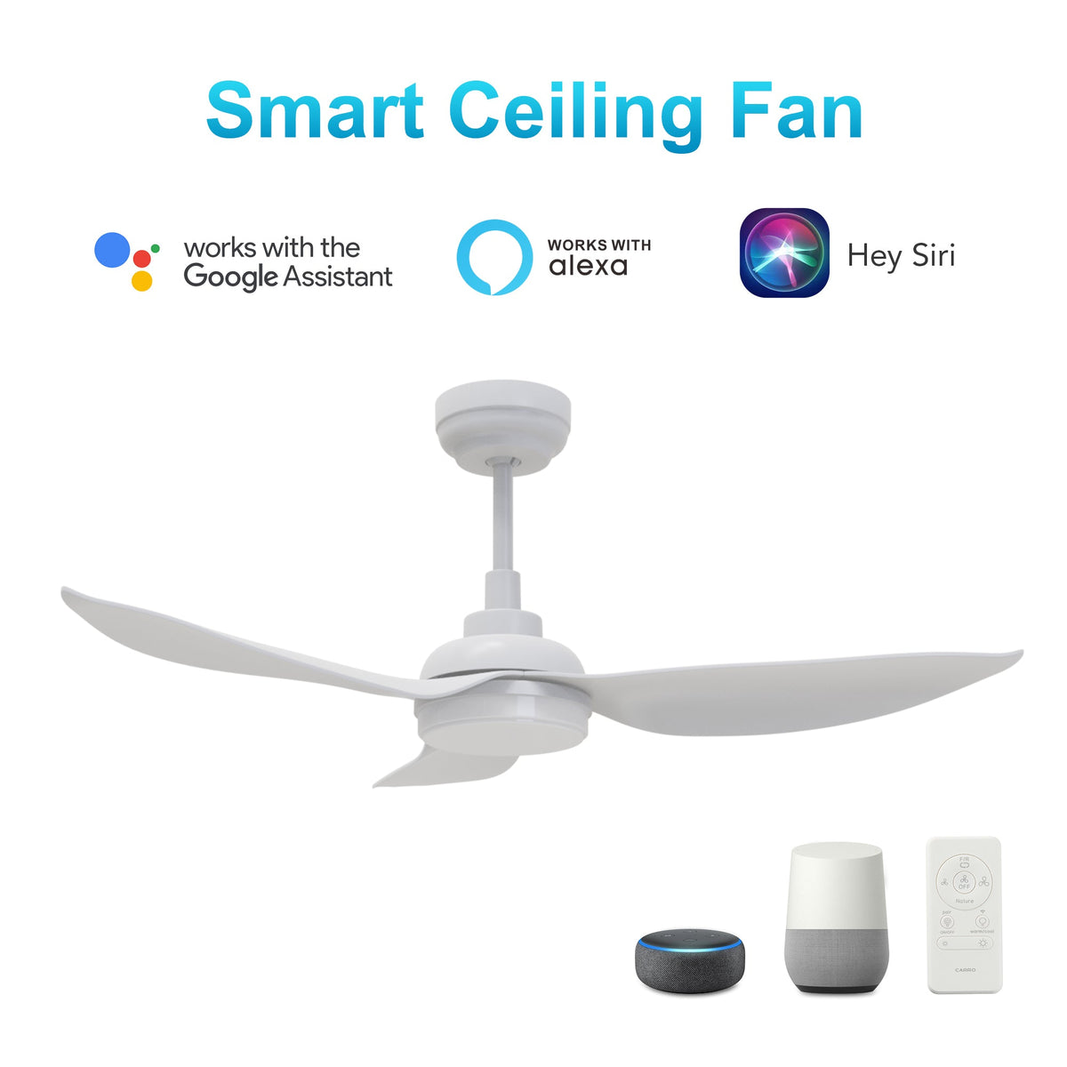 DAFFODIL 45 inch 3-Blade Smart Ceiling Fan with LED Light and Remote