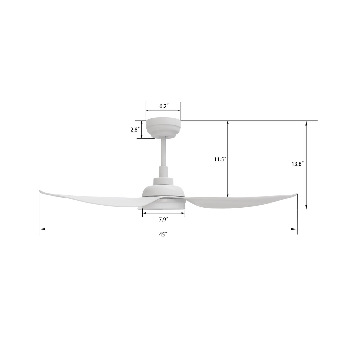 DAFFODIL 45 inch 3-Blade Smart Ceiling Fan with LED Light and Remote
