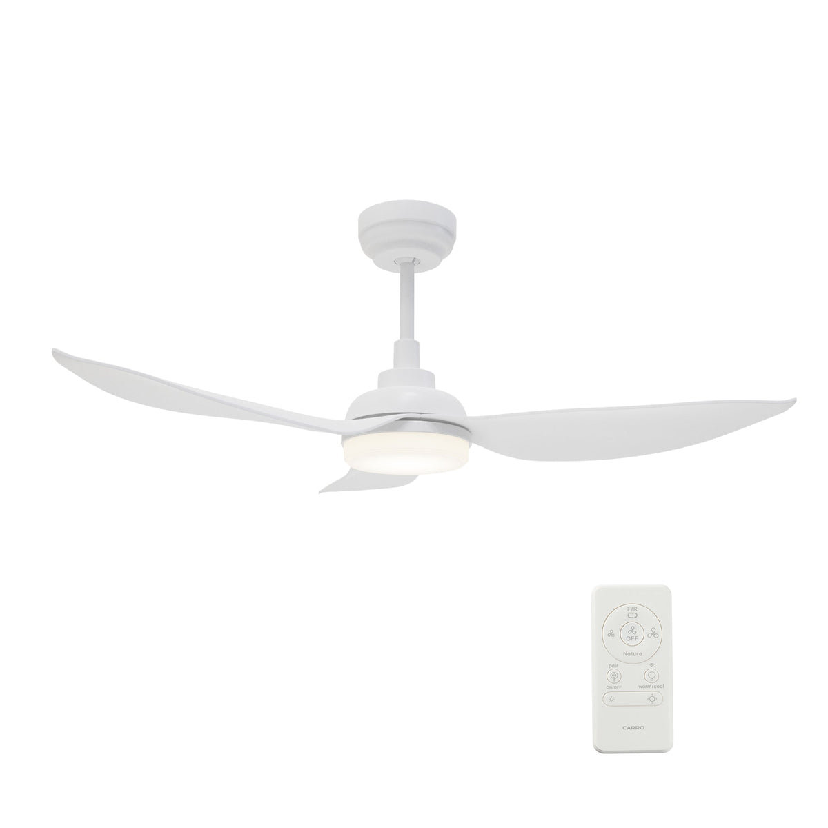Carro DAFFODIL 45 inch 3-Blade Smart Ceiling Fan with LED Light Kit and Remote - White/White